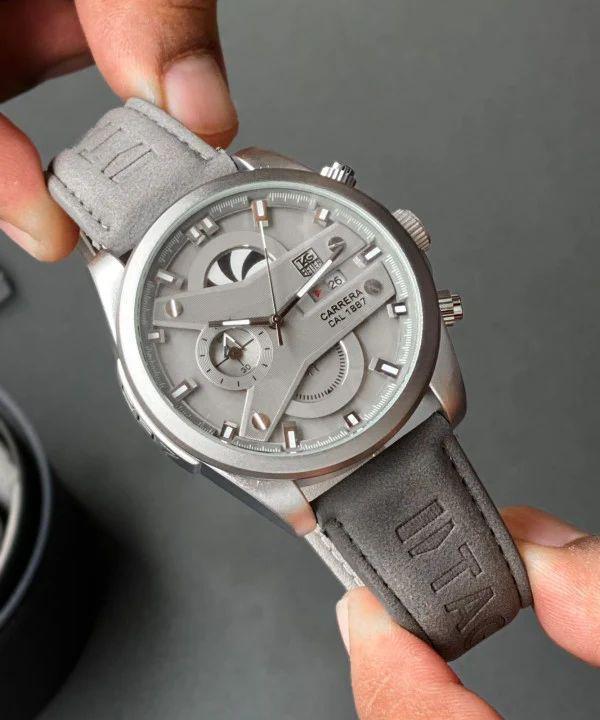 "Skeleton Edition" – Industrial Grey Suede Luxury Watc