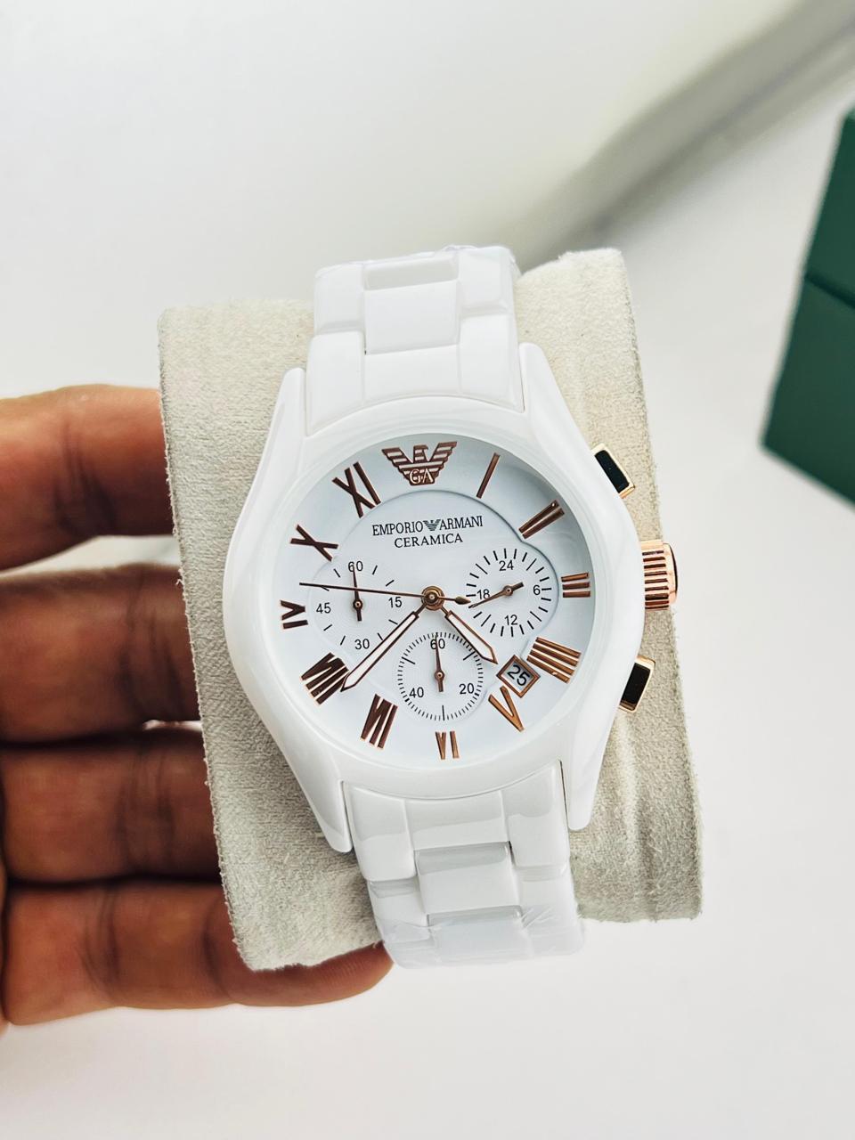 "Obsidian" Ceramica – Gloss Black Tonneau Chronograph in Rose Gold