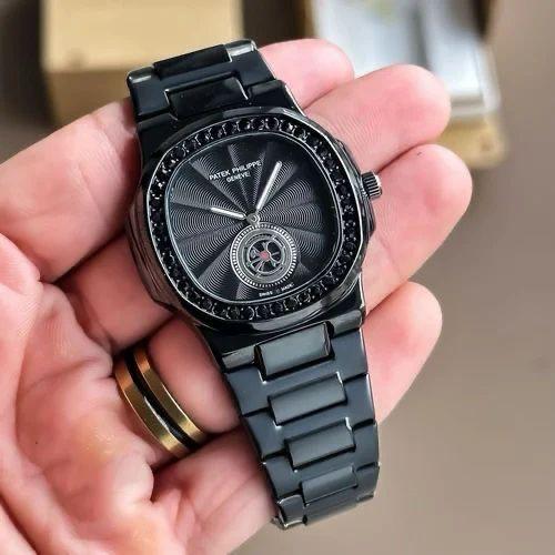 Shadow "Nautilus" Edition – All-Black Baguette Stone Luxury Watch