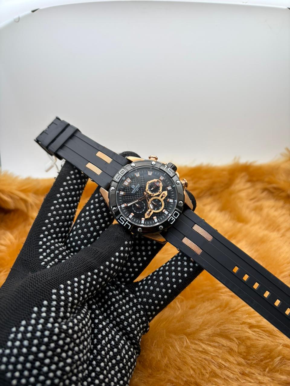 Rugged Sport Chronograph in Rose Gold & Stealth Black