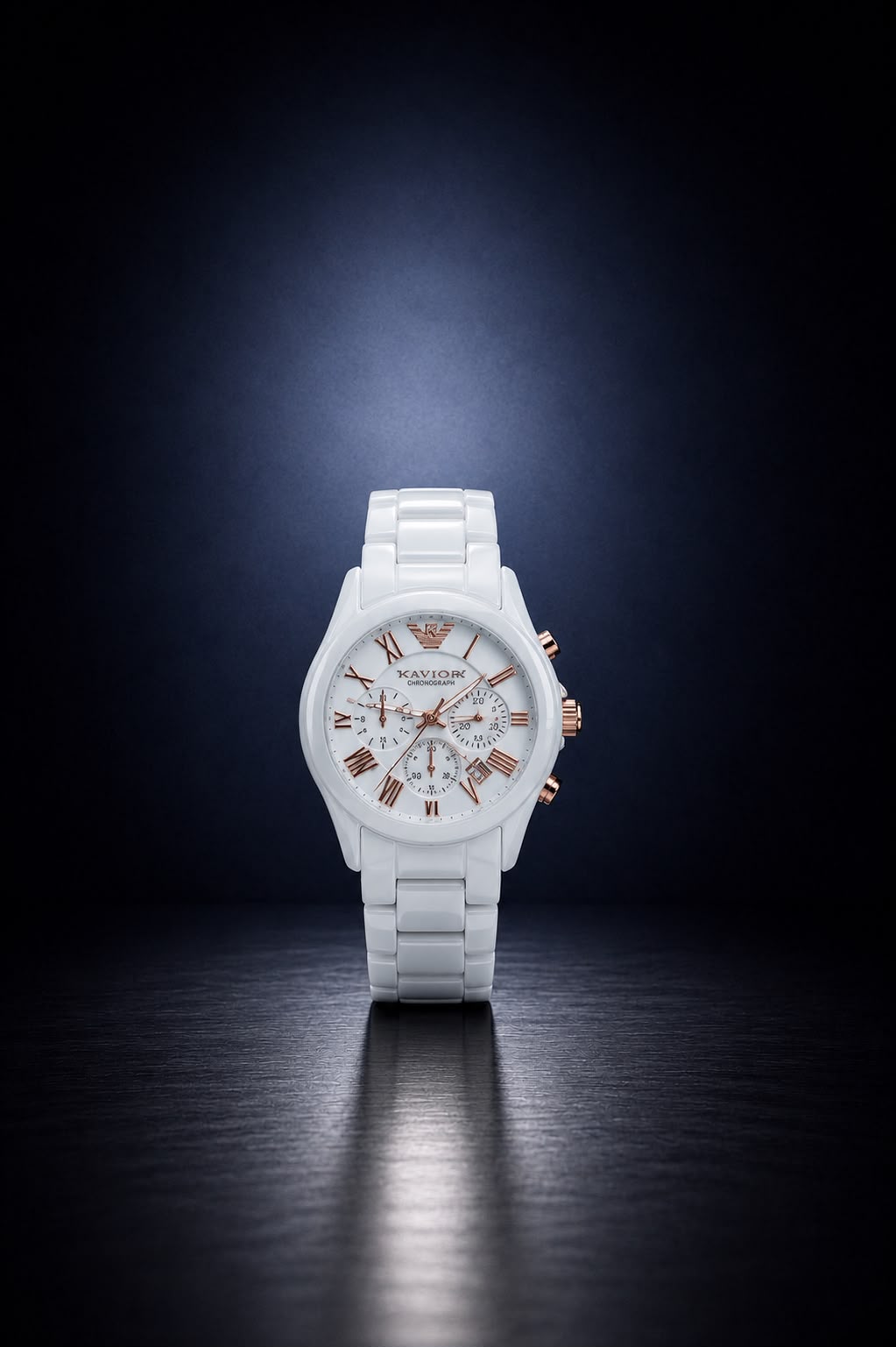 "Obsidian" Ceramica – Gloss Black Tonneau Chronograph in Rose Gold