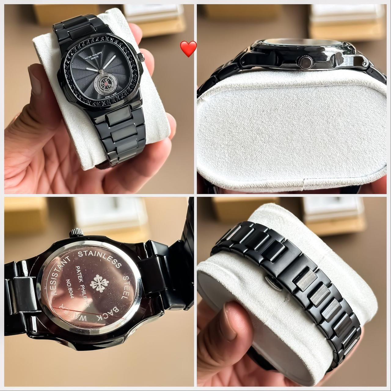 Shadow "Nautilus" Edition – All-Black Baguette Stone Luxury Watch